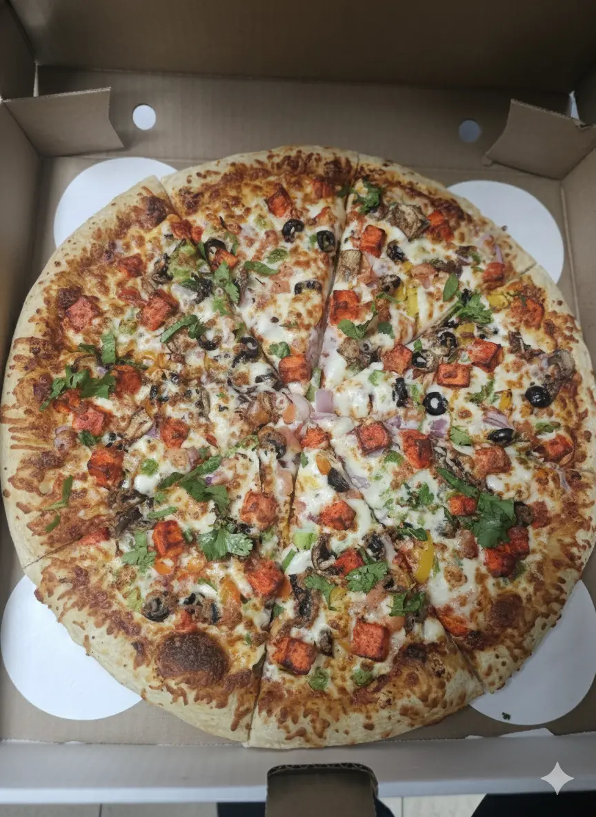Popular Tandoori Paneer Pizza at Uncle's Tiffin & Pizza in Edmonton NW